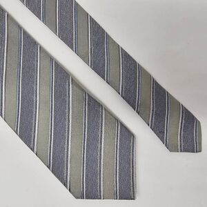 JOHN VARVATOS USA MADE SILK TIE GREEN HEATHER GRAY REPP MINI STRIPE 3" X 59"